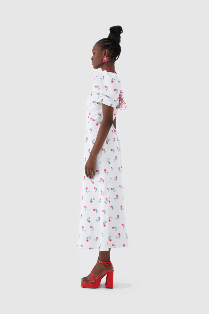 Balon Kollu Kısa Midi Elbise