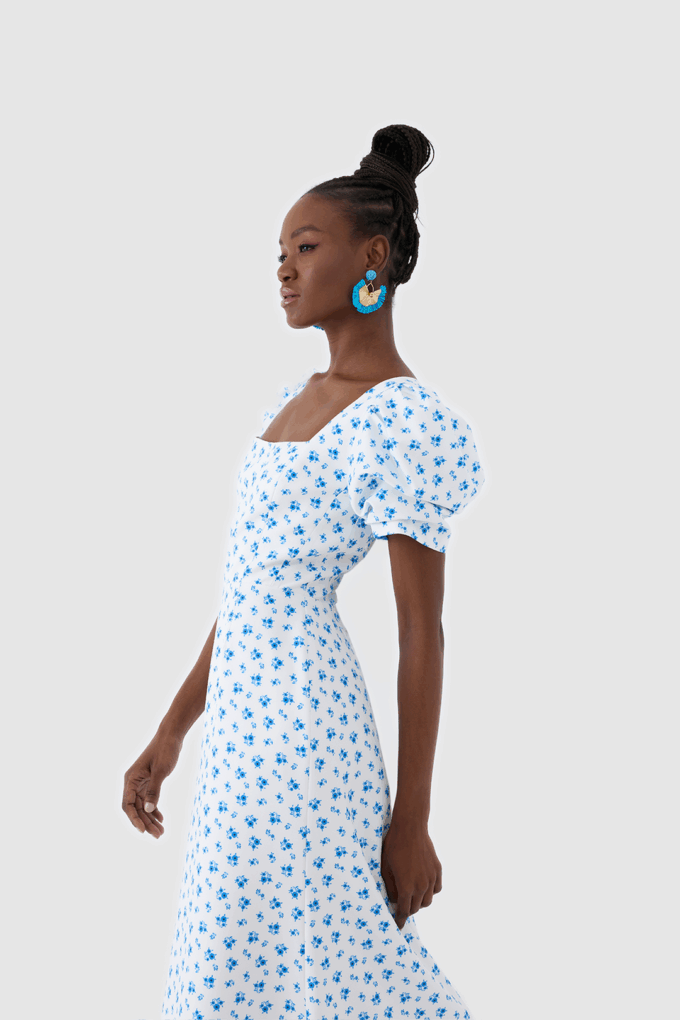 Balon Kollu Kısa Midi Elbise