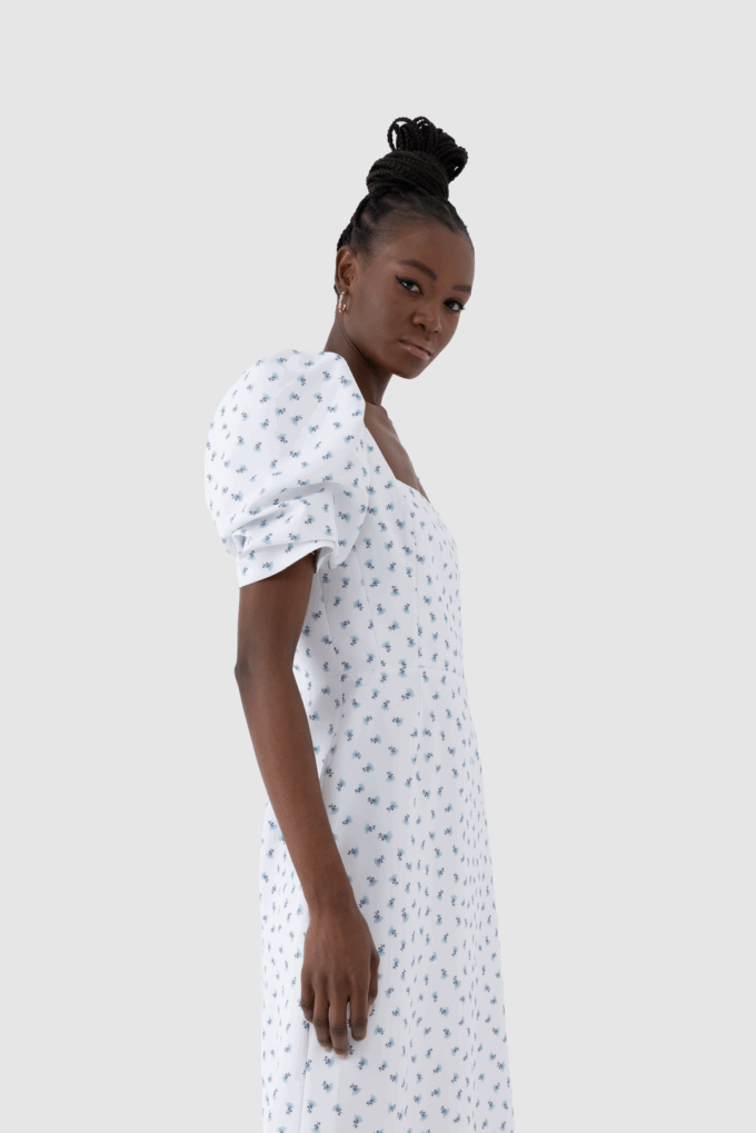 Kısa Balon Kollu Midi Dress