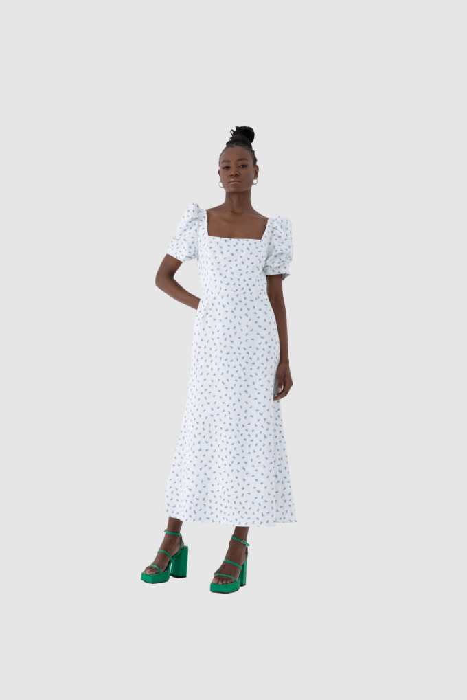 Kısa Balon Kollu Midi Dress