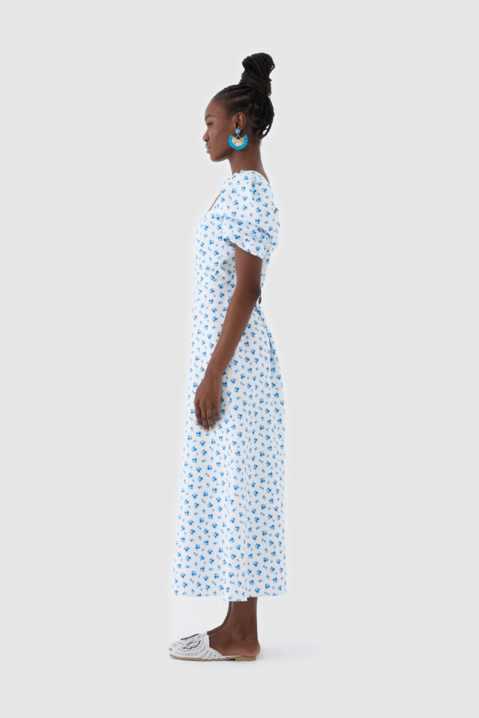 Balon Kollu Kısa Midi Elbise